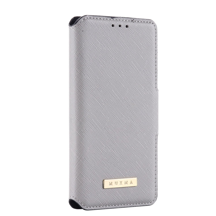 For iPhone X / XS MUXMA MX115 Cross Texture Oil Edge Flip Leather Phone Case