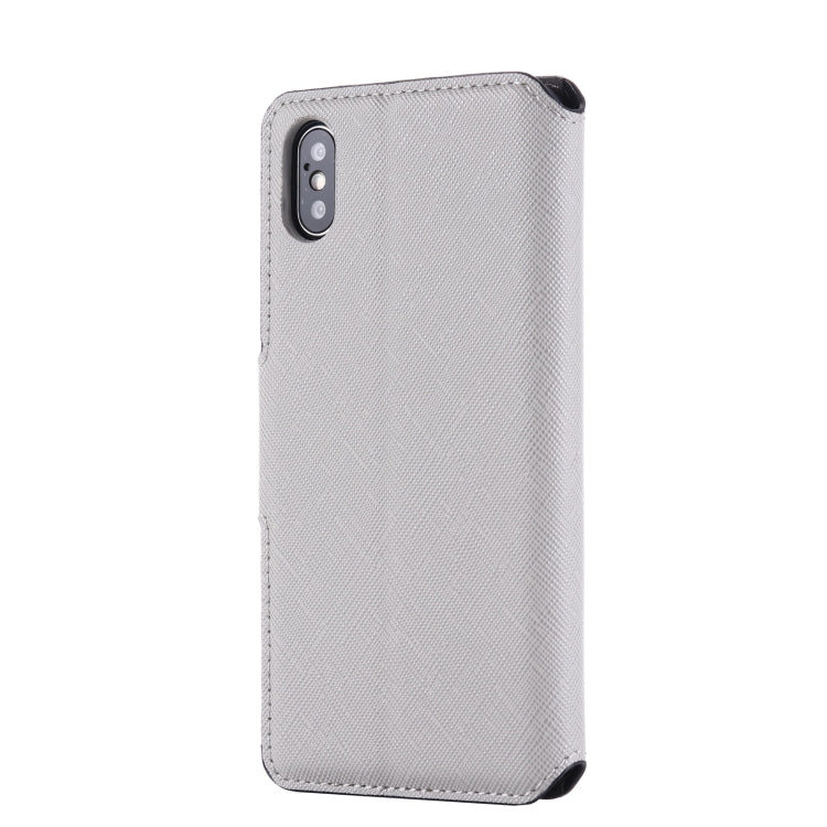 For iPhone X / XS MUXMA MX115 Cross Texture Oil Edge Flip Leather Phone Case