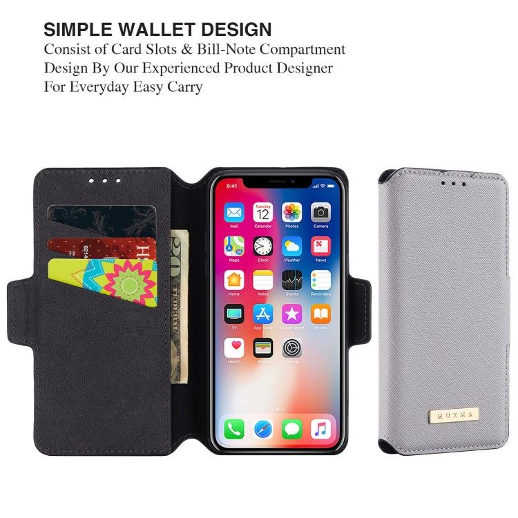 For iPhone X / XS MUXMA MX115 Cross Texture Oil Edge Flip Leather Phone Case