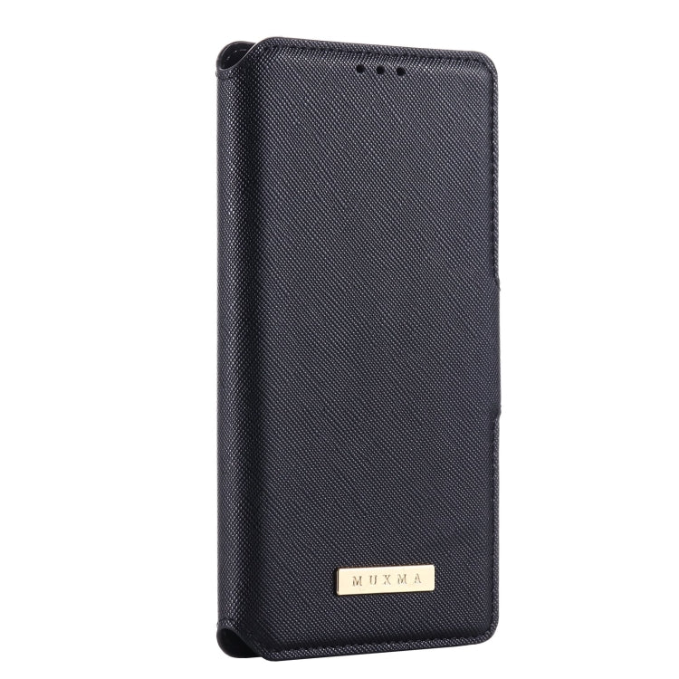 For iPhone XR MUXMA MX115 Cross Texture Oil Edge Flip Leather Phone Case