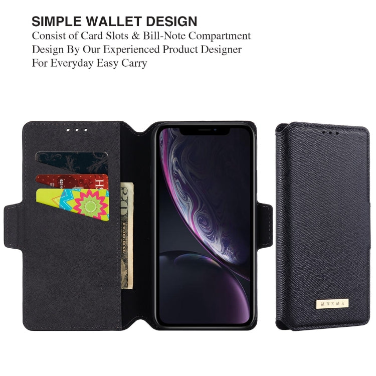 For iPhone XR MUXMA MX115 Cross Texture Oil Edge Flip Leather Phone Case