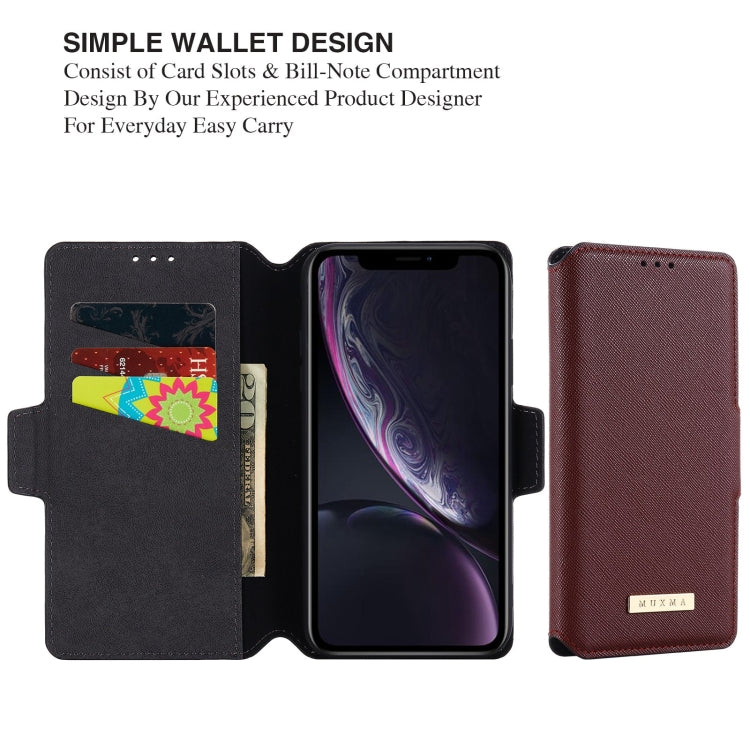 For iPhone XR MUXMA MX115 Cross Texture Oil Edge Flip Leather Phone Case
