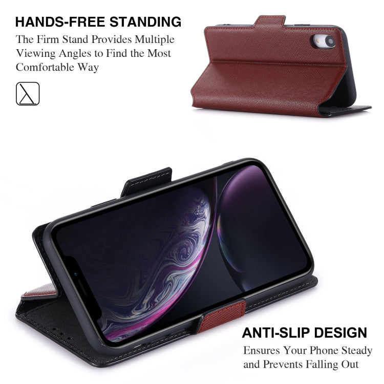 For iPhone XR MUXMA MX115 Cross Texture Oil Edge Flip Leather Phone Case