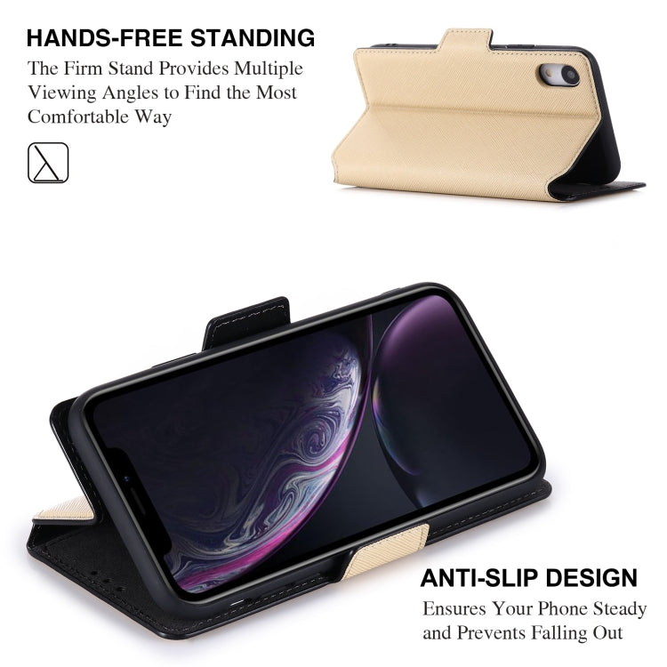 For iPhone XR MUXMA MX115 Cross Texture Oil Edge Flip Leather Phone Case