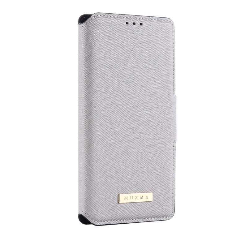 For iPhone XR MUXMA MX115 Cross Texture Oil Edge Flip Leather Phone Case