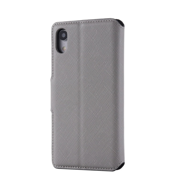 For iPhone XR MUXMA MX115 Cross Texture Oil Edge Flip Leather Phone Case