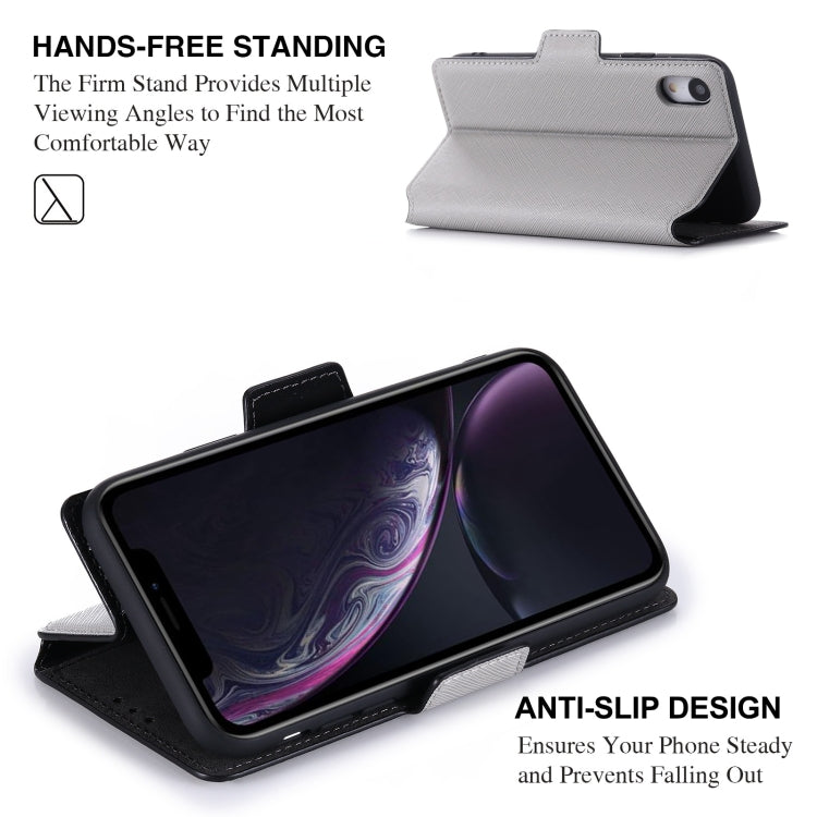 For iPhone XR MUXMA MX115 Cross Texture Oil Edge Flip Leather Phone Case