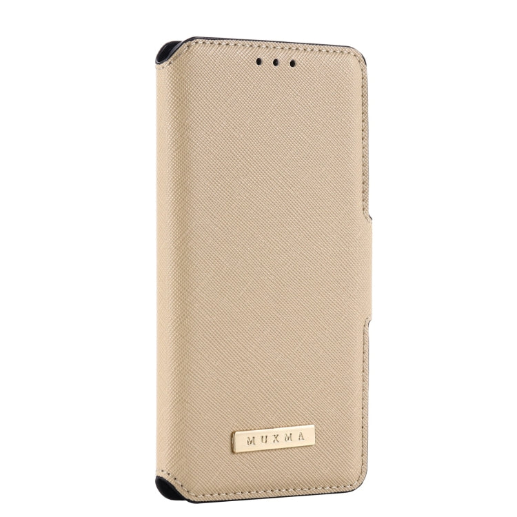 For iPhone XS Max MUXMA MX115 Cross Texture Oil Edge Flip Leather Phone Case