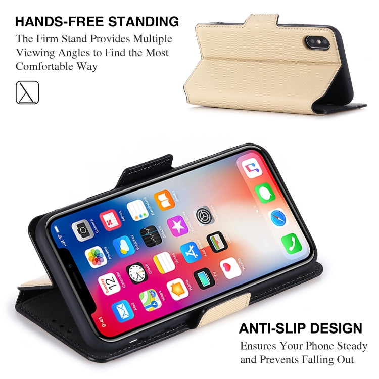 For iPhone XS Max MUXMA MX115 Cross Texture Oil Edge Flip Leather Phone Case