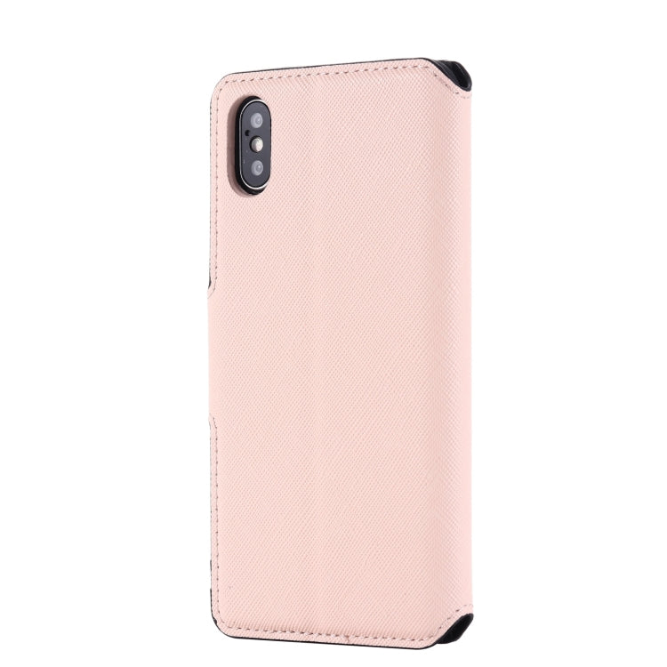 For iPhone XS Max MUXMA MX115 Cross Texture Oil Edge Flip Leather Phone Case