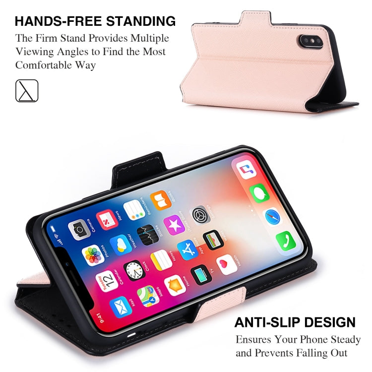 For iPhone XS Max MUXMA MX115 Cross Texture Oil Edge Flip Leather Phone Case