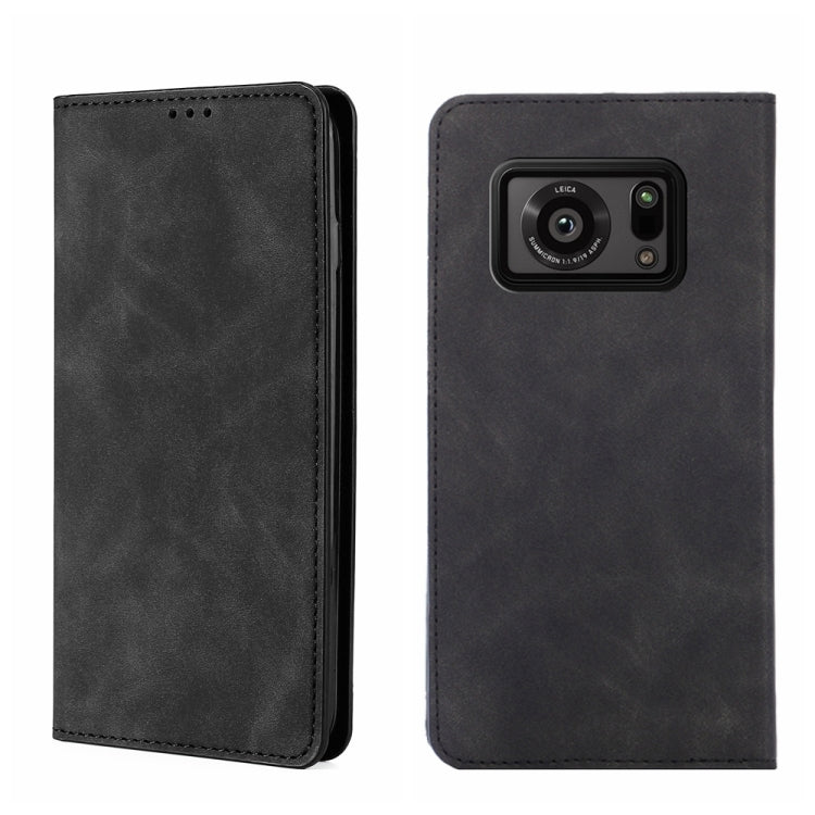 For Sharp Aquos R6 Skin Feel Magnetic Horizontal Flip Leather Phone Case