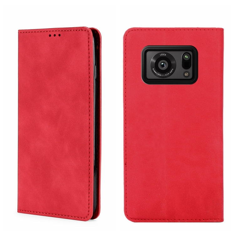 For Sharp Aquos R6 Skin Feel Magnetic Horizontal Flip Leather Phone Case