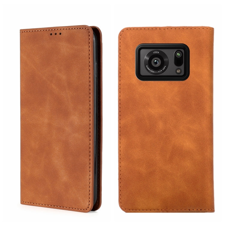 For Sharp Aquos R6 Skin Feel Magnetic Horizontal Flip Leather Phone Case