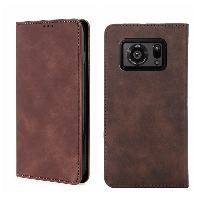 For Sharp Aquos R6 Skin Feel Magnetic Horizontal Flip Leather Phone Case