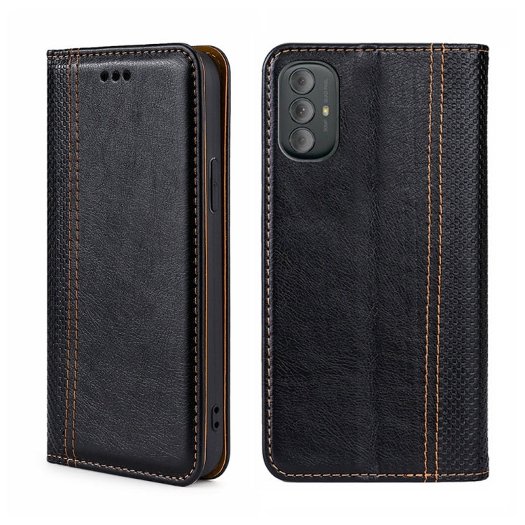 For Motorola Moto G Power 2022 Grid Texture Magnetic Flip Leather Phone Case