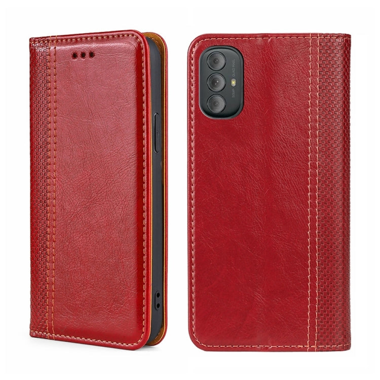 For Motorola Moto G Power 2022 Grid Texture Magnetic Flip Leather Phone Case