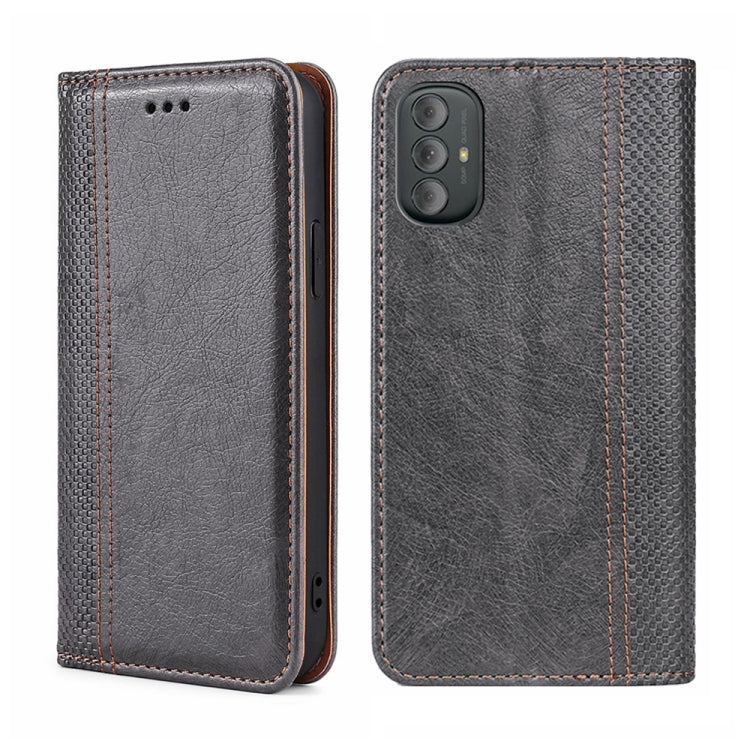 For Motorola Moto G Power 2022 Grid Texture Magnetic Flip Leather Phone Case