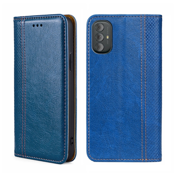 For Motorola Moto G Power 2022 Grid Texture Magnetic Flip Leather Phone Case