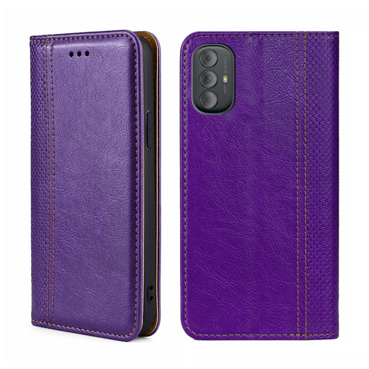 For Motorola Moto G Power 2022 Grid Texture Magnetic Flip Leather Phone Case