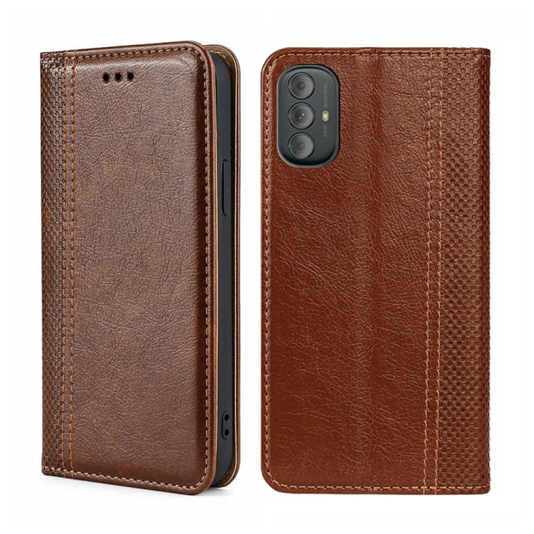 For Motorola Moto G Power 2022 Grid Texture Magnetic Flip Leather Phone Case