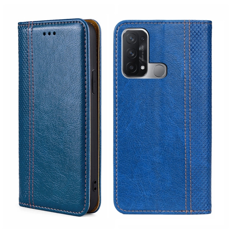 For OPPO Reno5 A Grid Texture Magnetic Flip Leather Phone Case