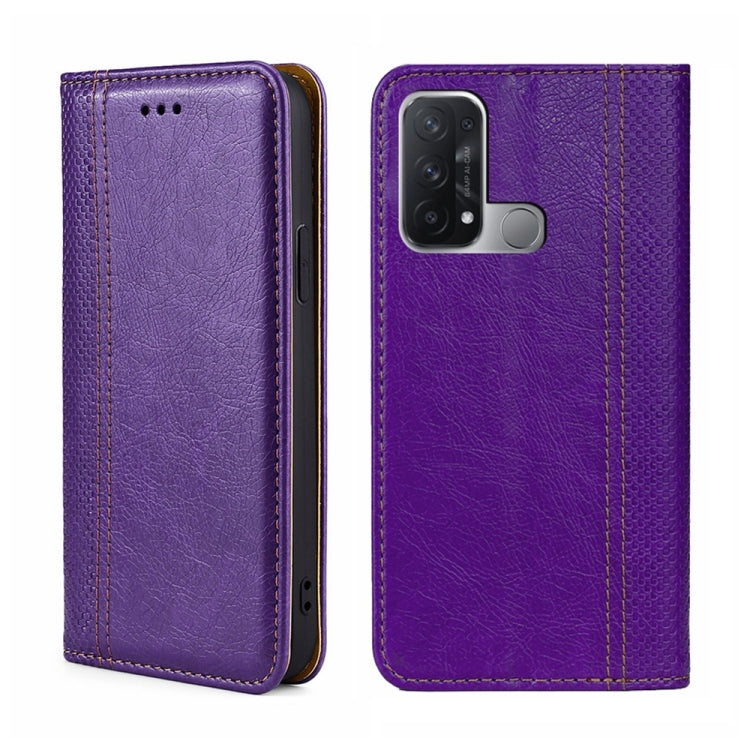 For OPPO Reno5 A Grid Texture Magnetic Flip Leather Phone Case