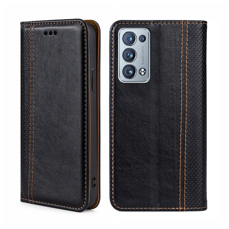 For OPPO Reno6 Pro+ 5G Grid Texture Magnetic Flip Leather Phone Case