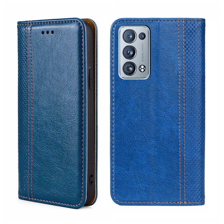 For OPPO Reno6 Pro+ 5G Grid Texture Magnetic Flip Leather Phone Case