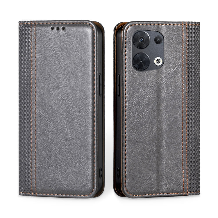 For OPPO Reno8 5G Grid Texture Magnetic Flip Leather Phone Case