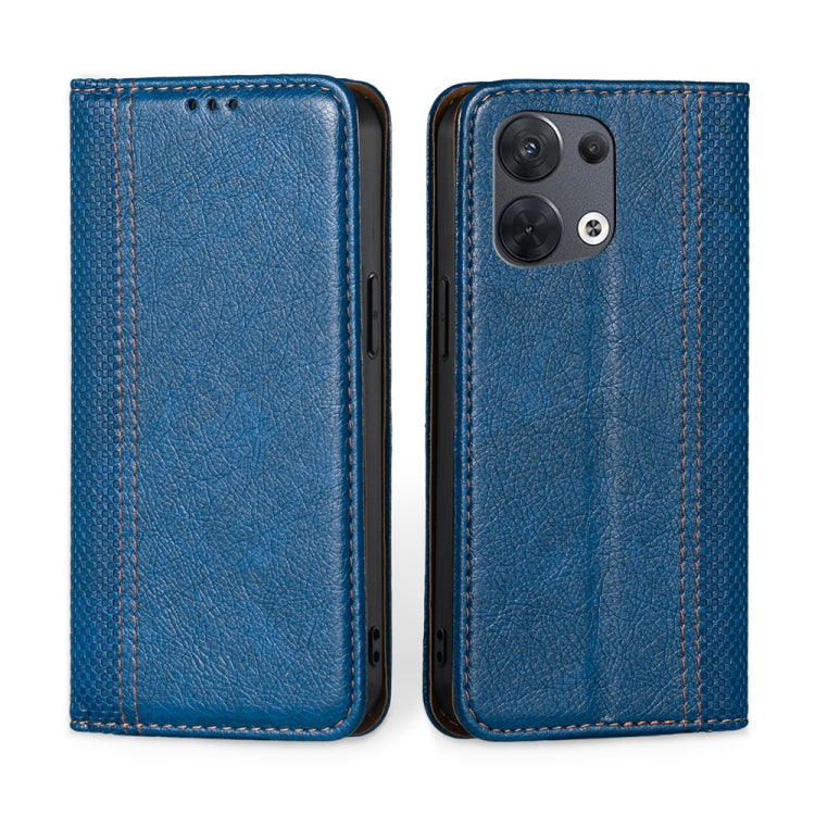For OPPO Reno8 5G Grid Texture Magnetic Flip Leather Phone Case