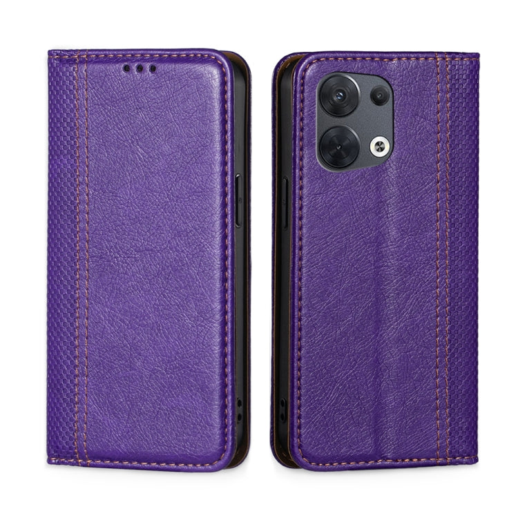 For OPPO Reno8 5G Grid Texture Magnetic Flip Leather Phone Case