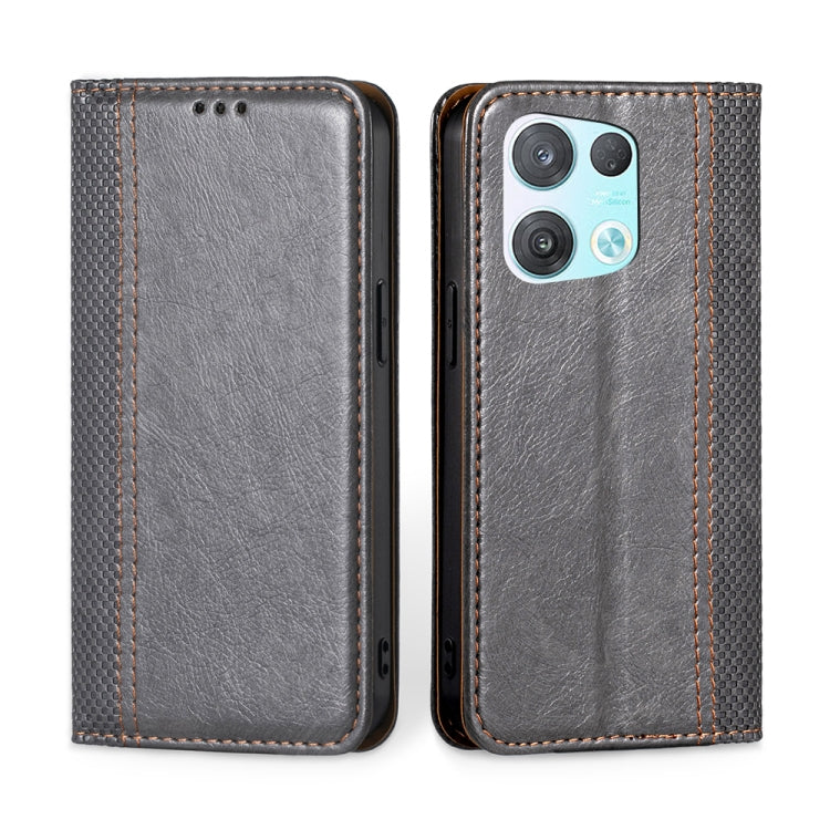 For OPPO Reno8 Pro 5G Grid Texture Magnetic Flip Leather Phone Case