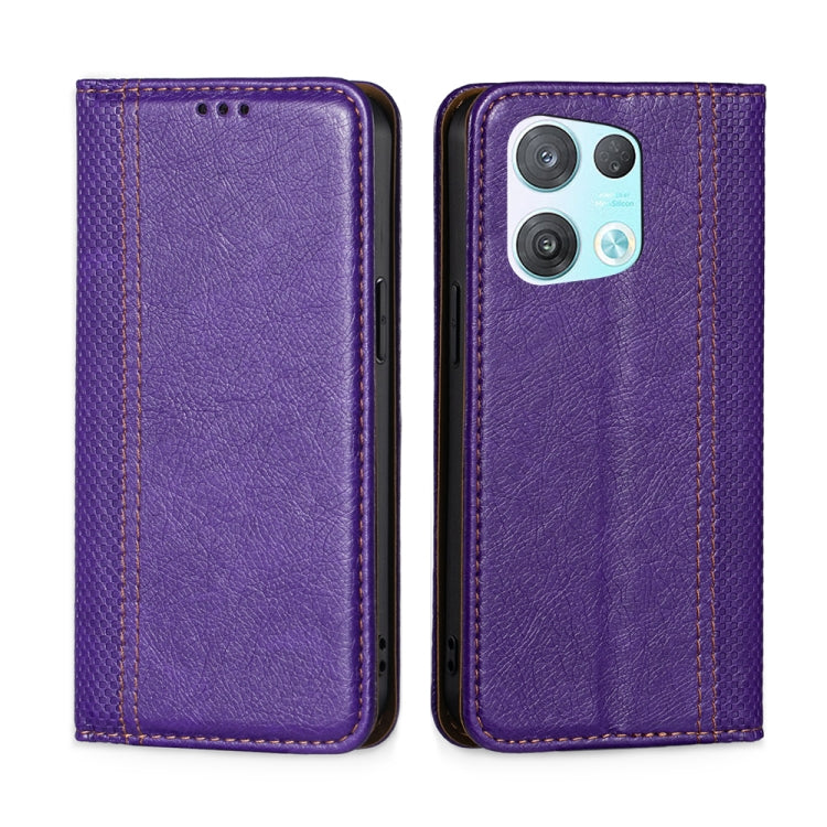 For OPPO Reno8 Pro 5G Grid Texture Magnetic Flip Leather Phone Case