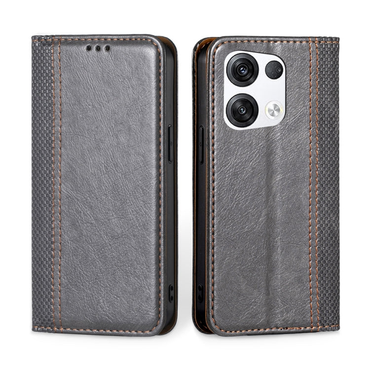 For OPPO Reno8 Pro+ 5G Grid Texture Magnetic Flip Leather Phone Case