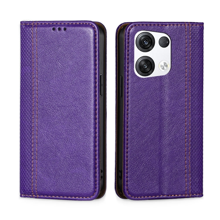 For OPPO Reno8 Pro+ 5G Grid Texture Magnetic Flip Leather Phone Case
