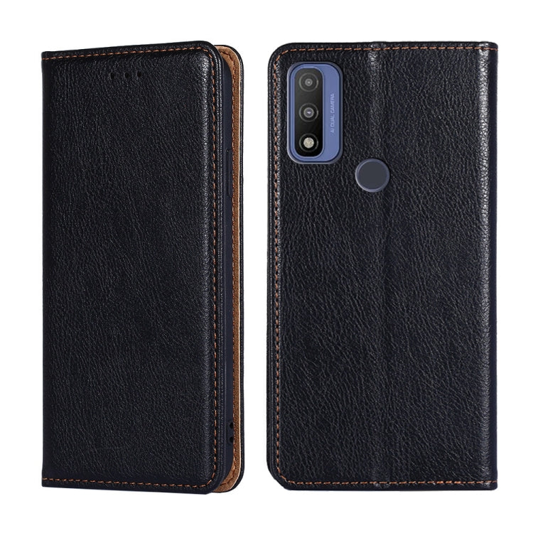 For Motorola G Pure Gloss Oil Solid Color Magnetic Leather Phone Case