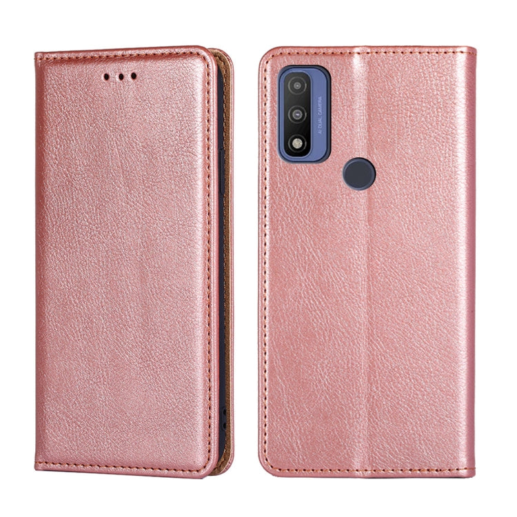 For Motorola G Pure Gloss Oil Solid Color Magnetic Leather Phone Case