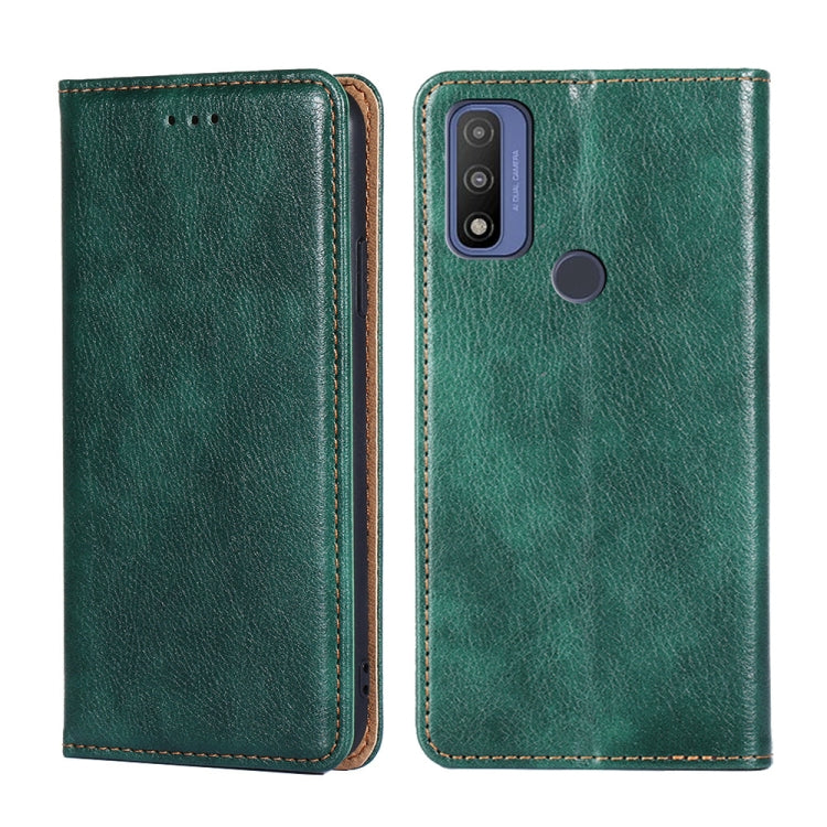 For Motorola G Pure Gloss Oil Solid Color Magnetic Leather Phone Case