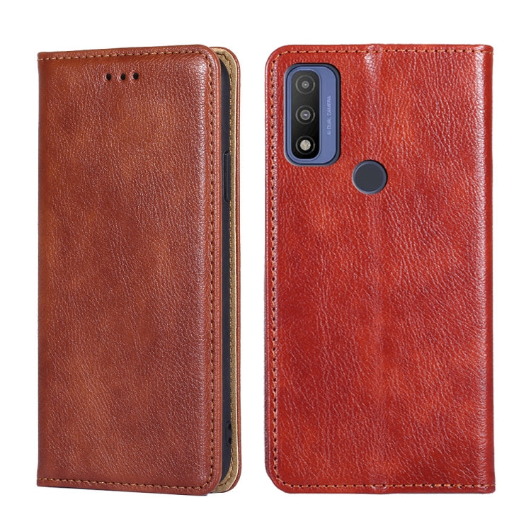For Motorola G Pure Gloss Oil Solid Color Magnetic Leather Phone Case
