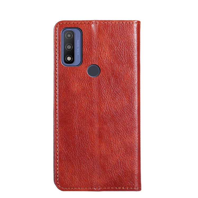 For Motorola G Pure Gloss Oil Solid Color Magnetic Leather Phone Case