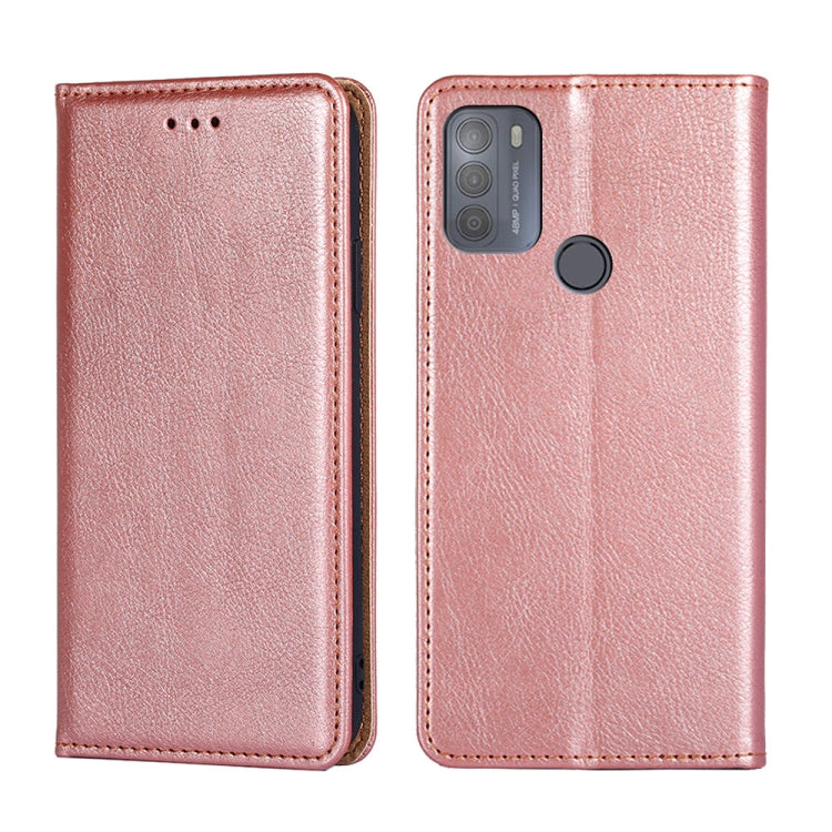 For Motorola Moto G50 Gloss Oil Solid Color Magnetic Leather Phone Case