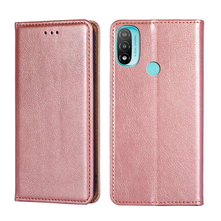 For Motorola Moto E20 Gloss Oil Solid Color Magnetic Leather Phone Case