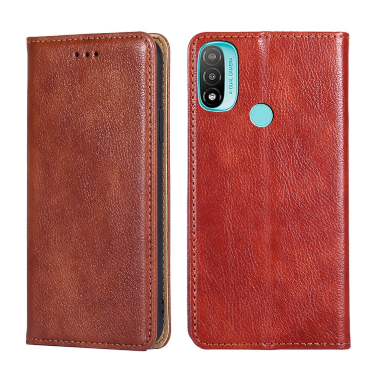 For Motorola Moto E20 Gloss Oil Solid Color Magnetic Leather Phone Case