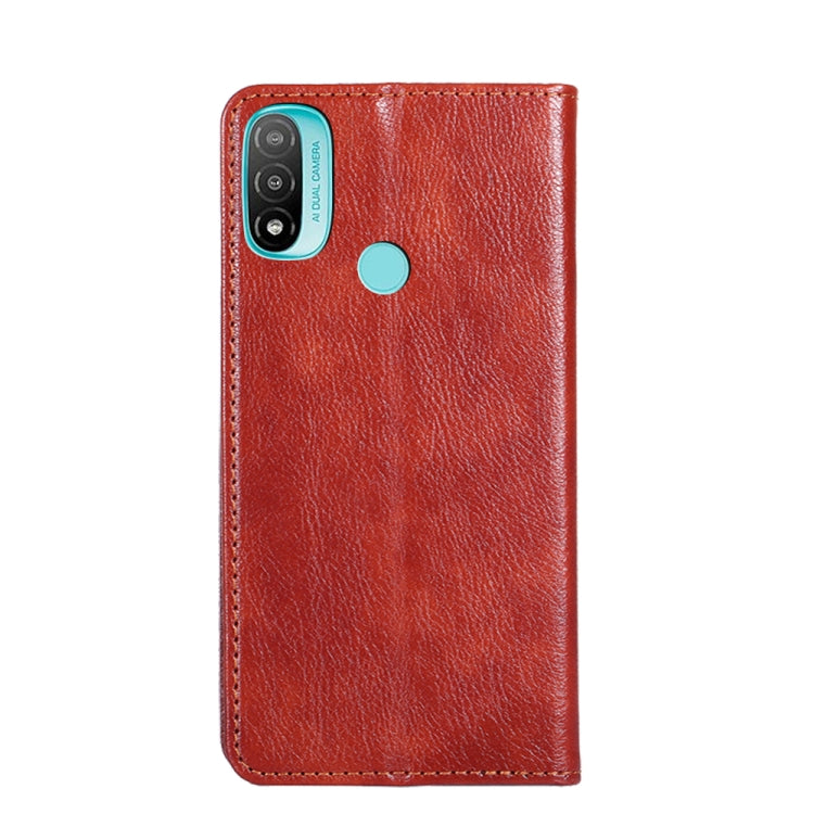 For Motorola Moto E20 Gloss Oil Solid Color Magnetic Leather Phone Case