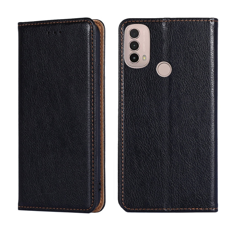 For Motorola Moto E40 Gloss Oil Solid Color Magnetic Leather Phone Case