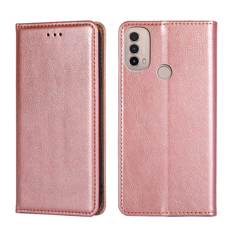 For Motorola Moto E40 Gloss Oil Solid Color Magnetic Leather Phone Case