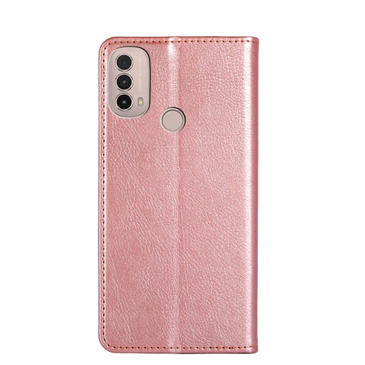 For Motorola Moto E40 Gloss Oil Solid Color Magnetic Leather Phone Case
