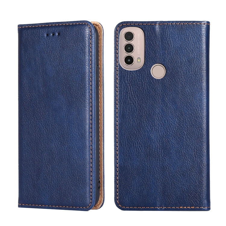 For Motorola Moto E40 Gloss Oil Solid Color Magnetic Leather Phone Case