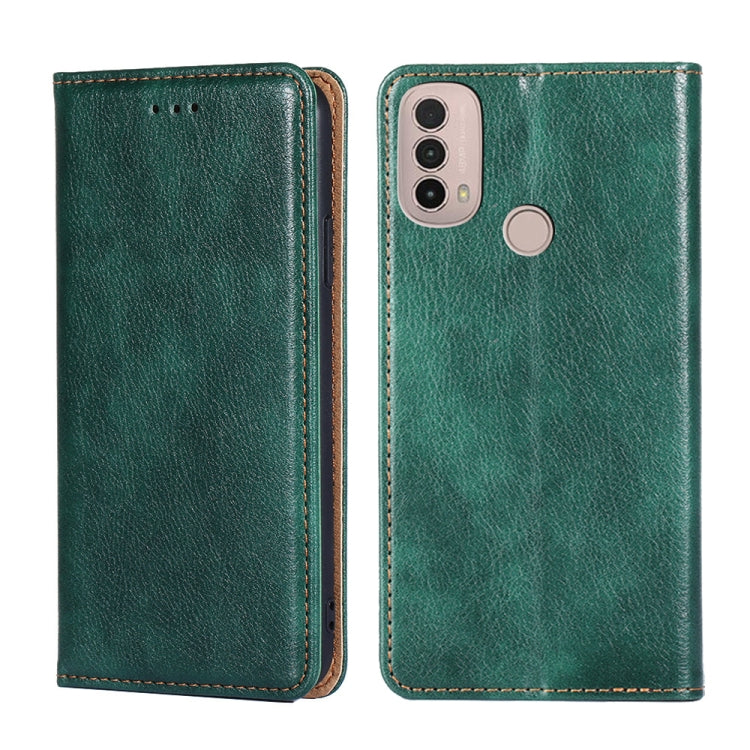 For Motorola Moto E40 Gloss Oil Solid Color Magnetic Leather Phone Case